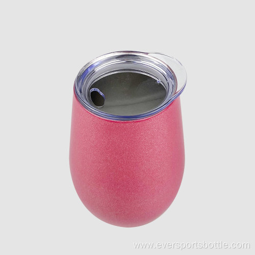 300mL Glitter Flat Lid Insulated Egg Wine Tumbler